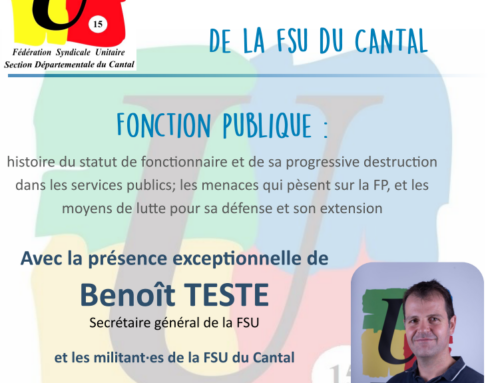 Stage syndical : Fonction publique, avec Benoît TESTE et la FSU15