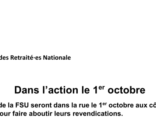 Les retraité·e·s de la FSU seront dans la rue le 1er  octobre !