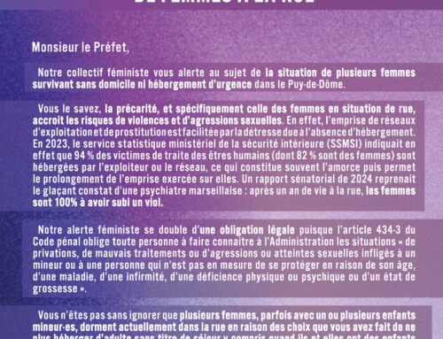 Alerte du collectif féministe – M le Préfet agissez pour qu’il n’y ait plus de femmes à la rue